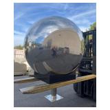 5 foot diameter stainless steel ball on stand