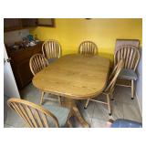 Wood dining table w/6 chairs, approx 5 ft long