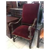 Vintage wood armchair with studded accents