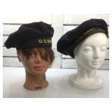 Pair of WWII US Navy Caps - Sizes 6-7.5