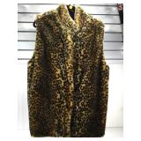 Faux Leopard Fur Vest Coat - size L