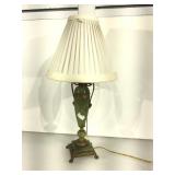 Table lamp Green onyx sone base With shade.