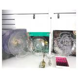 Glass trays and serving ware items.