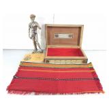 Wood trinket box, nude standing figure and more.