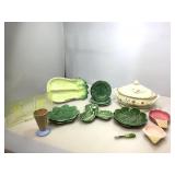 Assorted porcelain serving items.