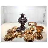 Copper Warmer, metal samovar, and more.