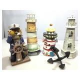 Lighthouse fisherman figures.