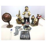 Boating fishermen theme items, globe and more.