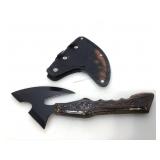 Fantasy knife ax with wooden handle.