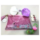 New pencil pouch, plush coin purses and pins.