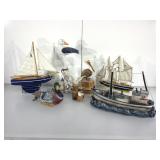 Nautical figures and boats. Decor.