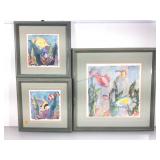 Fish theme prints marked Linn Done.