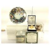 Collectible plates, Fabergé frame and more.