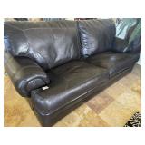 Black leather Sofa 8 ft with ottoman EXCELLENT