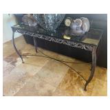 Glass Entry table with metal base