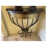 Iron and wood top entry table