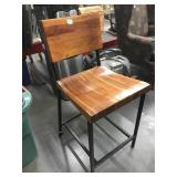 Polished wood and metal stool chair