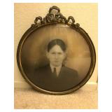 Convex Glass  Antique Picture in Metal Frame