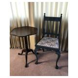 Vintage Claw Foot Chair w/ Brocade Cushion & Vintage Claw Foot Chair w/ Brocade Cushion &