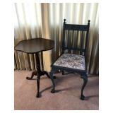 Vintage Claw Foot Chair w/ Brocade Cushion &