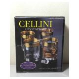 24k Gold Cellini Crystal Ware Rocks Glasses