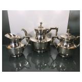 Teapot w / Cream & Sugar Silver Plate