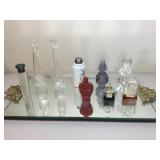 Vintage Vanity Plate Empty Perfume Bottles And