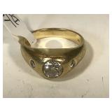 Large Diamond Gold Ring 14k - 10g