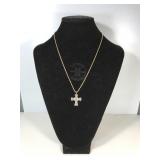 14k Gold Chain w/ Silver Cross & Diamonds - 11g 14k Gold Chain w/ Silver Cross & Diamonds - 11g