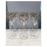 Engraved Glass Stem Ware 10" Set Of 6