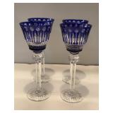 Colbalt Cut to Clear Glasses 7 ' Set of 4 Colbalt Cut to Clear Glasses 7 ' Set of 4