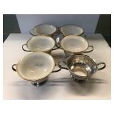 Lenox Sterling Soup Cups set of 6 one missing