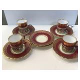 Aynsley England Tea Cups & Saucers w/ Silver