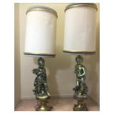 Vintage cherub Lamps Pair