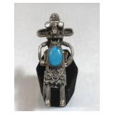 Vintage Sterling &Turquoise/moonstone Kachina ring