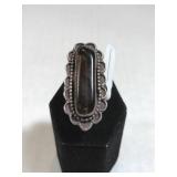 Sterling Native Amer.style ring w/ brown gemstone