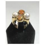 14k GOLD ring w/pearls & coloed gems, 16.2g 14k GOLD ring w/pearls & coloed gems, 16.2g