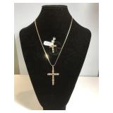 2- 14k GOLD crosses & chain, 16.3g