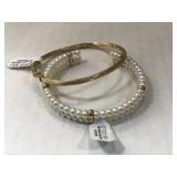 14k GOLD pearl & 14k GOLD bangle bracelets,5.7g