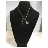 14k GOLD necklace w/ GOLD rhino pendant,10g 14k GOLD necklace w/ GOLD rhino pendant,10g