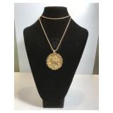 14k GOLD necklace w/GOLD bull medallion,53g