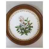 Wood Framed Boehm Plate Winter Holiday Boquet