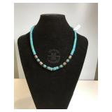 Turquoise,Onyx & Sterling Heishi bead necklace