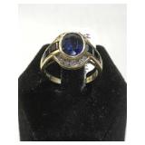 14k GOLD ribg w/ Sapphire & Diamonds, 4.4g 14k GOLD ribg w/ Sapphire & Diamonds, 4.4g