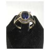 14k GOLD ribg w/ Sapphire & Diamonds, 4.4g