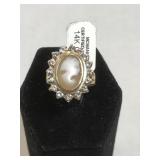 14k GOLD cameo ring w/ diamonds,6.1g