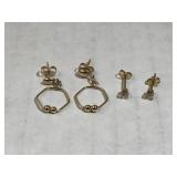 2- 14k GOLD & Diamond earrings, 1.3g 2- 14k GOLD & Diamond earrings, 1.3g