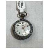 STERLING HB pocket watch w/Enamel back