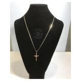 14k GOLD 24 in chain & crucifix necklace, 11.5g