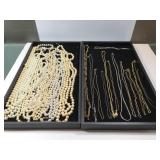 Assorted fashion jewelry, pearls, chains